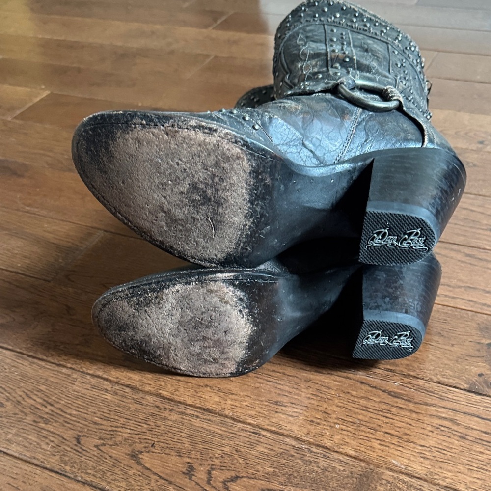 Dan Post Dark Brown Embossed Western Boots with Stud Details - Picture 5 of 7